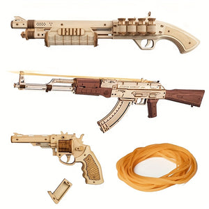 Automatic Rifle AK-47 Toy 3D Wooden Assembly Gun Double Firing Modes Funny DIY Toys For Adults Justice Guar