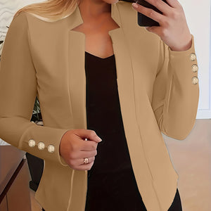 Winter-Ready Casual Chic: Women's Open Front Blazer with Comfort Stretch and Durable Knit, Versatile Office Jacket