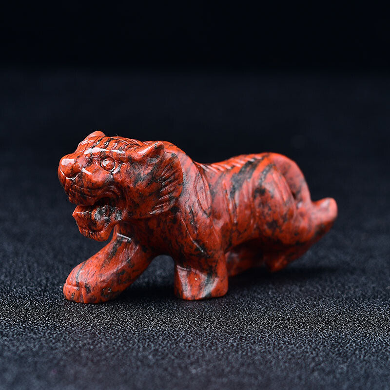 Gemstone Tiger Carving Figurine Room Decor Crystal Animal DIY Hand Made Design