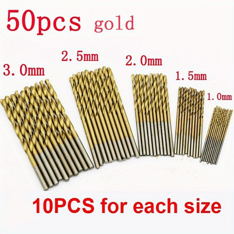 100/50pcs Premium Titanium-Coated Drill Bit Set - High-Speed Steel, Long-Lasting - Ideal for DIY & Professional Projects