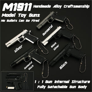 1911 Mini Pistol Toy Model Pendant, Removable Assembly Parts, Ultra-High Assembly Model [Handmade Alloy Process] One To One Restoration Of T