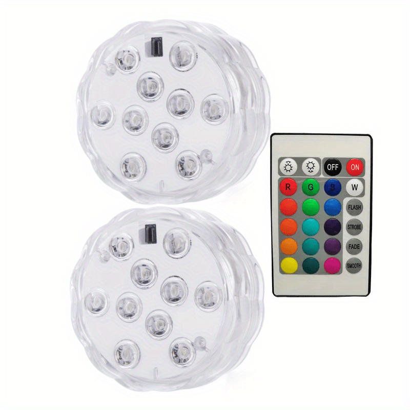 1/2/4pcs Submersible 10LED Lights Remote Control Battery Powered, Waterproof Light For Pool Aquarium Swimming Pool Light Fish Tank Light