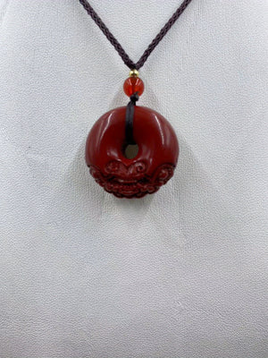 Natural Raw Stone Cinnabar Lucky Pixiu Safety Buckle Pendant Purple Golden Sand Necklace