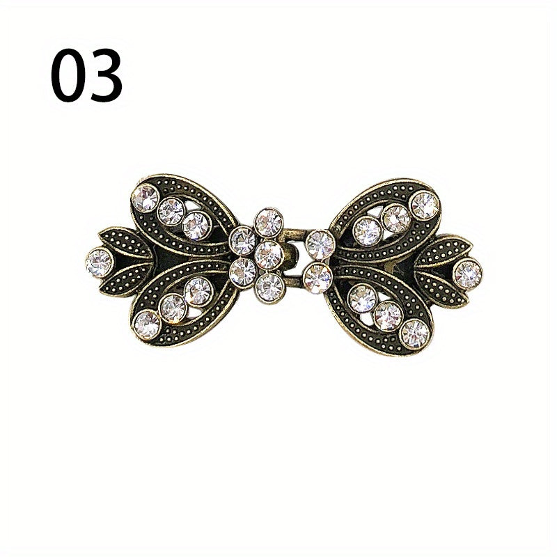 1pc, With Clip New Rhinestone Sweater Clip Alloy Cloak Buckle Collar Clip Silk Scarf Buckle Women's Waist Fixed Brooch, Embroidery Applique