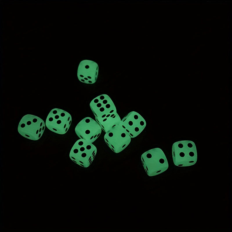 10pcs/set Glow in the Dark Dice Set - Perfect for Nightclubs, Bars, KTVs, and Entertainment - 14mm Rounded Black Dot Dice