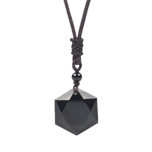 1pc Black Obsidian Necklace Natural Obsidian Hexagram Star Of David Energy Stone Protection Amulet Charm Pendant Necklace For Women Men Coup