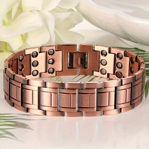 1pc Cool Magnetic Men's Red Copper Bracelet, Ideal choice for Gifts