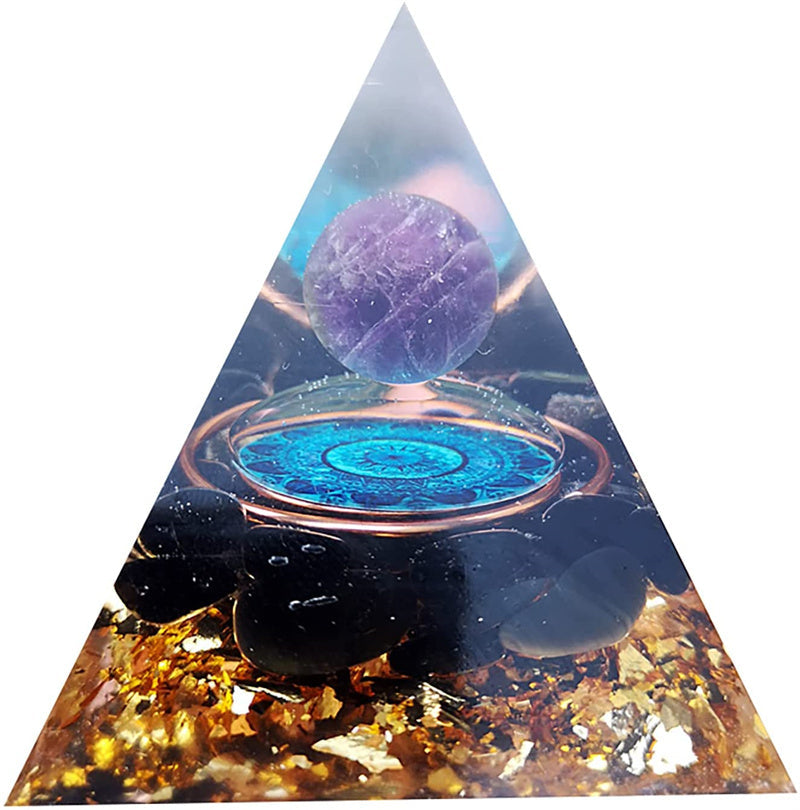 Healing Crystal Pyramid Orgonite Meditation Generator Orgone Positive Energy Origin of Life Malachite Obsidian Crystal