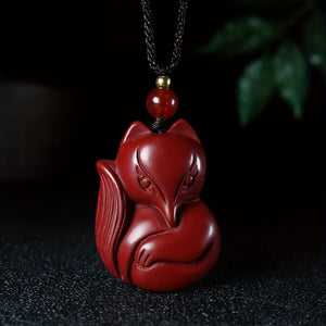 1pc Natural Cinnabar Fox Pendant For Men And Women To Ward Off Evil And Transfer Love Career Bless Pendant