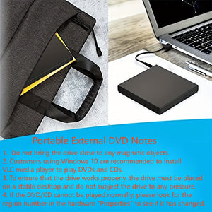 Portable USB 2.0 External CD/DVD Drive - High-Speed Burner & Player for PC/Laptop - Plug & Play, Travel-Friendly