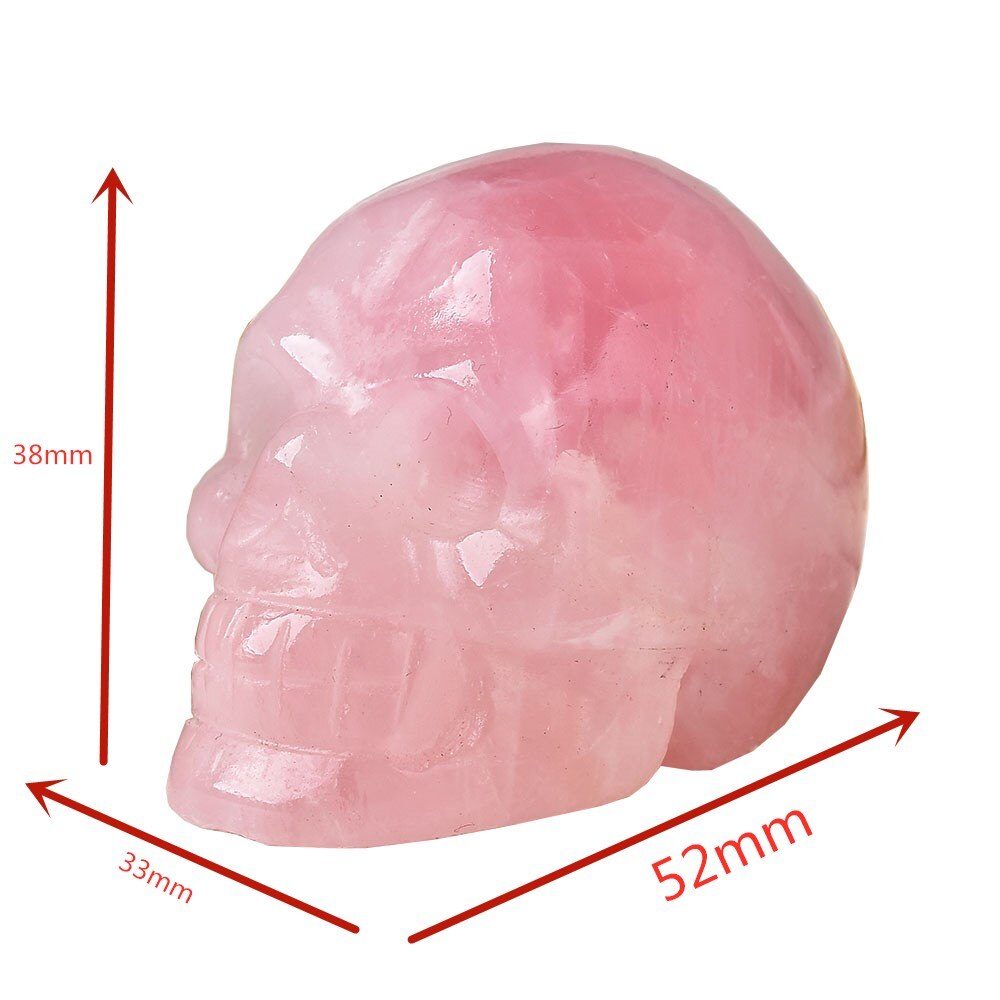 2 inch Natural Rose Quartz Handmade Carved Skull Crafts Figurine Crystal Healing Home Decor Ornament Polished Art Collectible