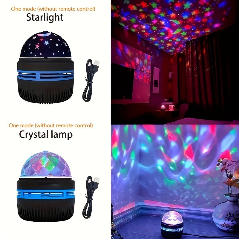 1pc Starry Projector Light With 7 Color Patterns & Remote Control, LED Mini Star Light, Multifunctional Polar Projector Night Light For Bedr