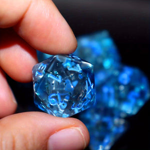 7pcs Glittery Two-Color Transparent Blue Translucent Polyhedral Dice - Perfect for Role-Playing!