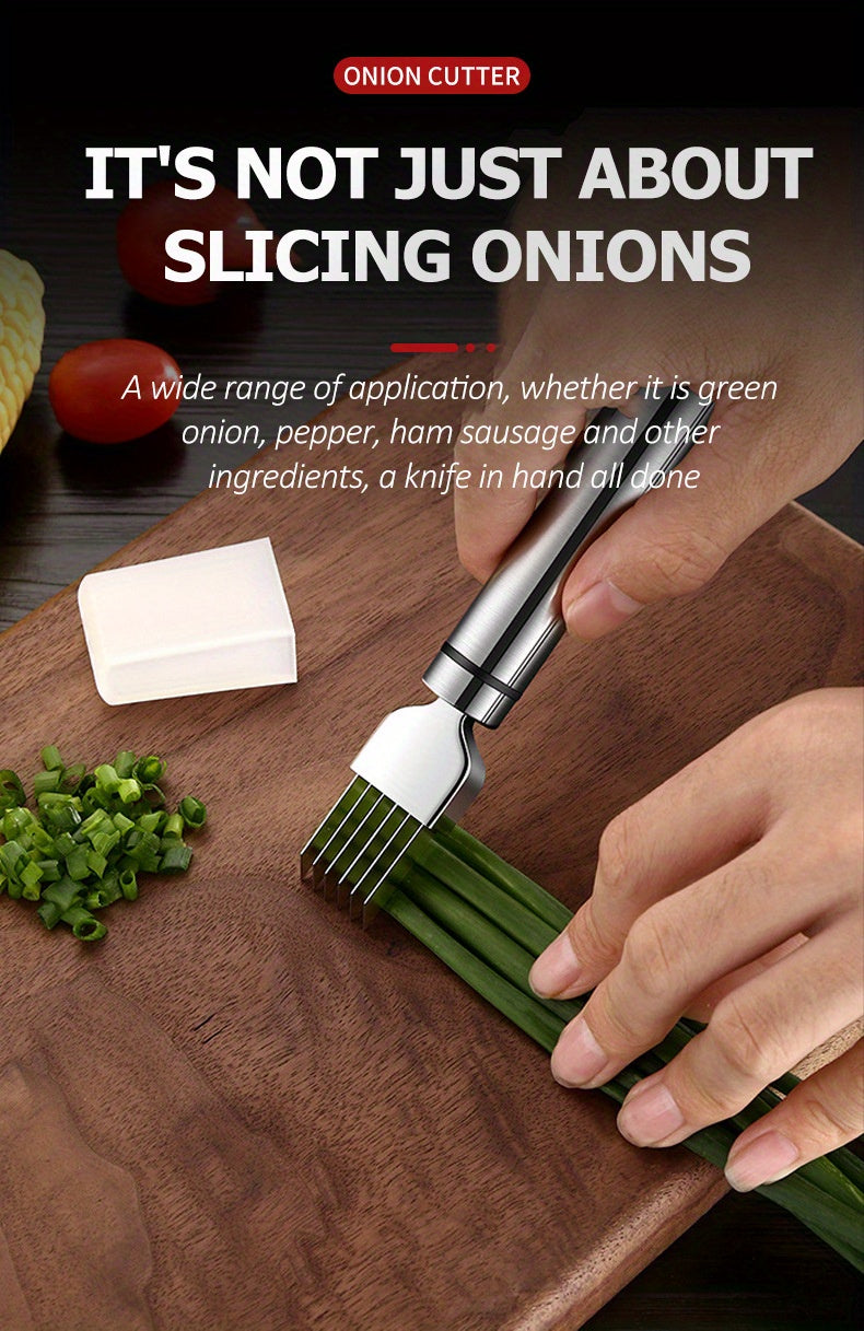 1pc, Multifunctional Stainless Steel Grater, Scallion Separator, For Scallion And Onion, Garlic Fruit And Vegetable, Portable With Protectiv