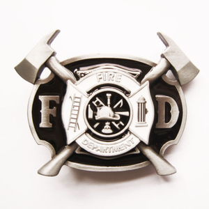 Western Men‘s Zinc alloy Leather Belt Buckle Firefighter FD Cross shape Pattern US Local Shipping