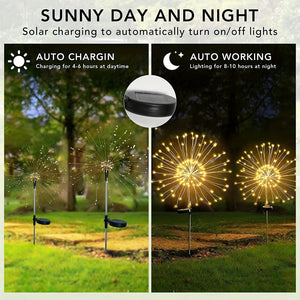 300LED Solar Garden Firework Lights Outdoor Waterproof 200LED Sparklers Solar Lights 60LED For Outside Patio Backyard Yard Pathway Walkway D