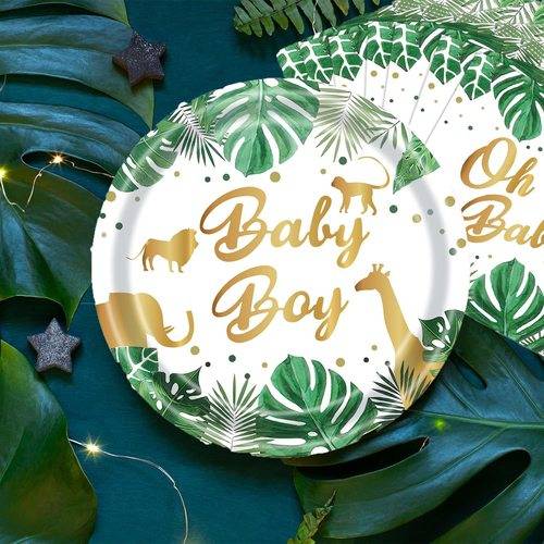 120PCS Safari Jungle Animals Paper Plates Serves 24 Guests Party Supplies Set US Local Shipping