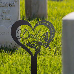 1pc Cemetery Decorations For Grave Metal Grave Marker Dad Memorial Garden Stake Butterfly Remembrance Plaque Waterproof Sympathy Grave Stake