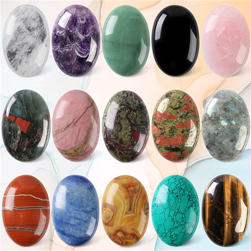 Natural Crystal Various Oval Palm Stones,Used For Alleviating Anxiety Pocket Massage Worry Stone,Natural Polishing Energy Stone Crystal Decor