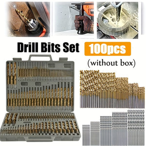 100/50pcs Premium Titanium-Coated Drill Bit Set - High-Speed Steel, Long-Lasting - Ideal for DIY & Professional Projects