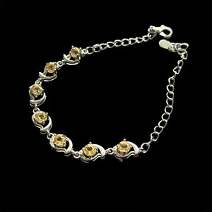 Hand made natural citrine and tourmaline bracelets in alloy material chian