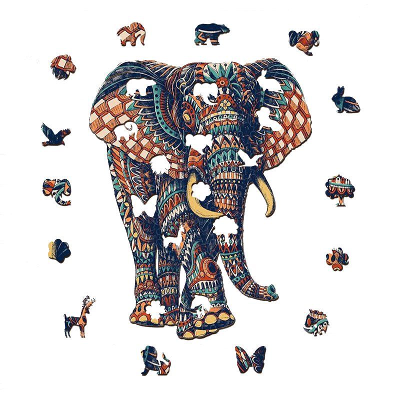 Magic Wooden Elephant Unique Shaped Jigsaw Puzzles ,Christmas,Halloween,Thanksgiving gifts！