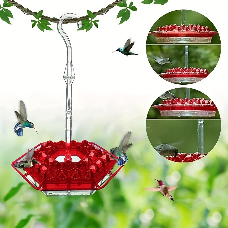 1pc Hummingbird Feeders For Outdoors Hanging, Garden Wild Bird Feeder Humming Birds Feeders Outside, Plastic Saucer Feeder And 30 Feeding Po