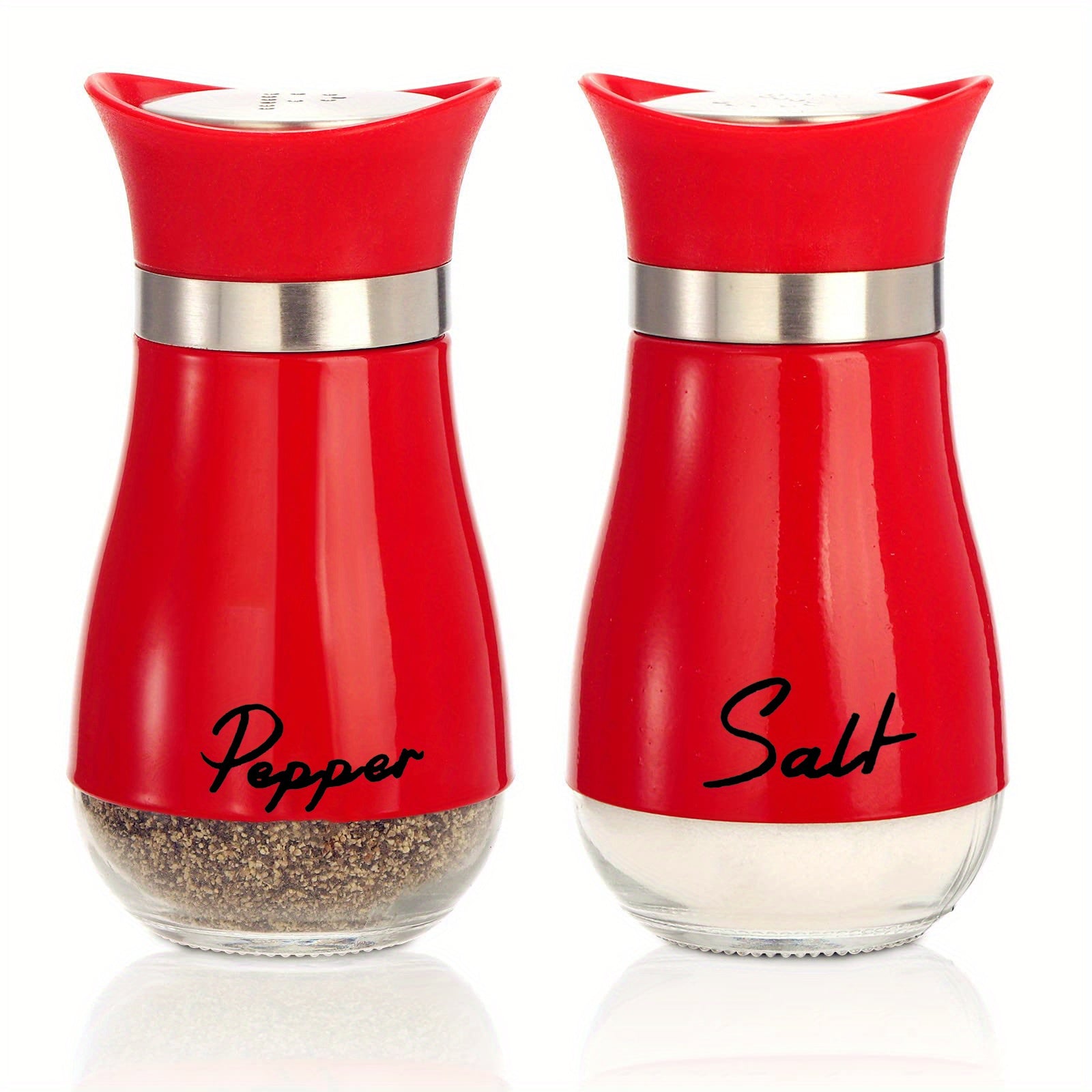 2pcs, Salt And Pepper Shakers, Spice Dispenser With Pour Holes, Adjustable Refillable Pepper Shaker, Seasoning Cans, Kitchen Tools, College