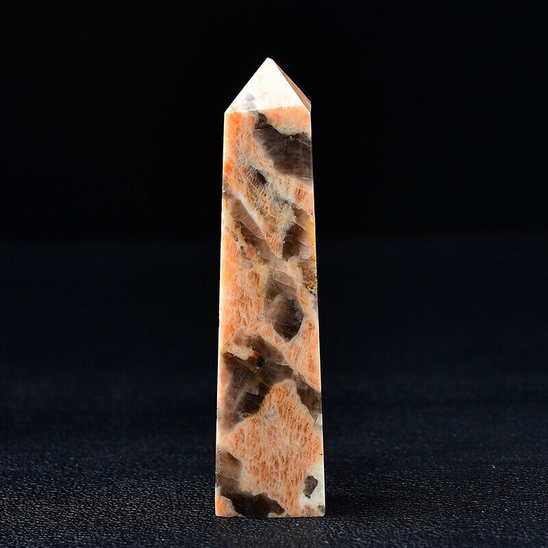 Peach Moonstone with Smoky Quartz Mineral Crystal Healing Specimen Collectible