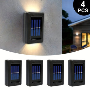 Solar-Powered LED Outdoor Wall Lights 1/4/8pcs - Waterproof, Sensor-Activated Up/Down Lighting, Polished Finish for Garden, Porch & Festive