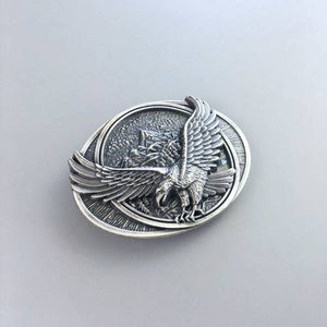 Western Zinc alloy Leather Belt Buckle Eagle In Flighting Oval Shape Pattern US Local Shipping