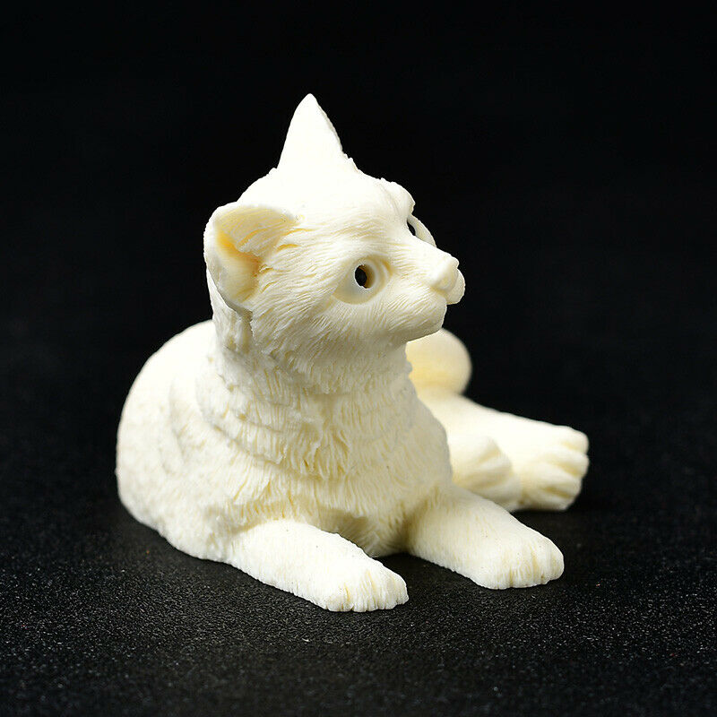 Tugua Nut Ivory Reiki Cat Carving Room Decor Kids Girls Healing Gifts Meditation