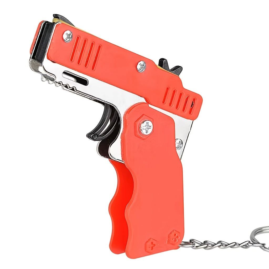 Metal Six Hairpin Rubber Band Gun, For Shooting Game Key Chain Ring