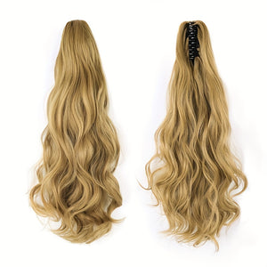 Long Wavy Ponytail Extensions - 22 Inch Claw Clip In Synthetic Hair Piece for Women and Girls - Add Volume and Style to Your Hair Hair Acces