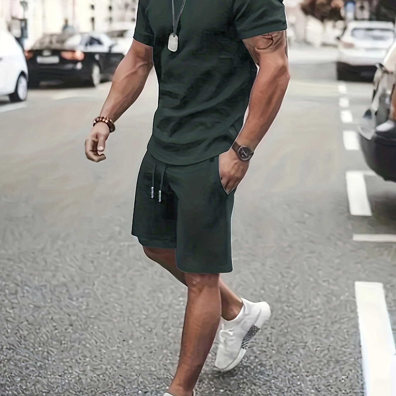 Men's Summer 2-Piece Set - Breathable Muscle Tee & Shorts - Versatile Beach/Sports/Loungewear