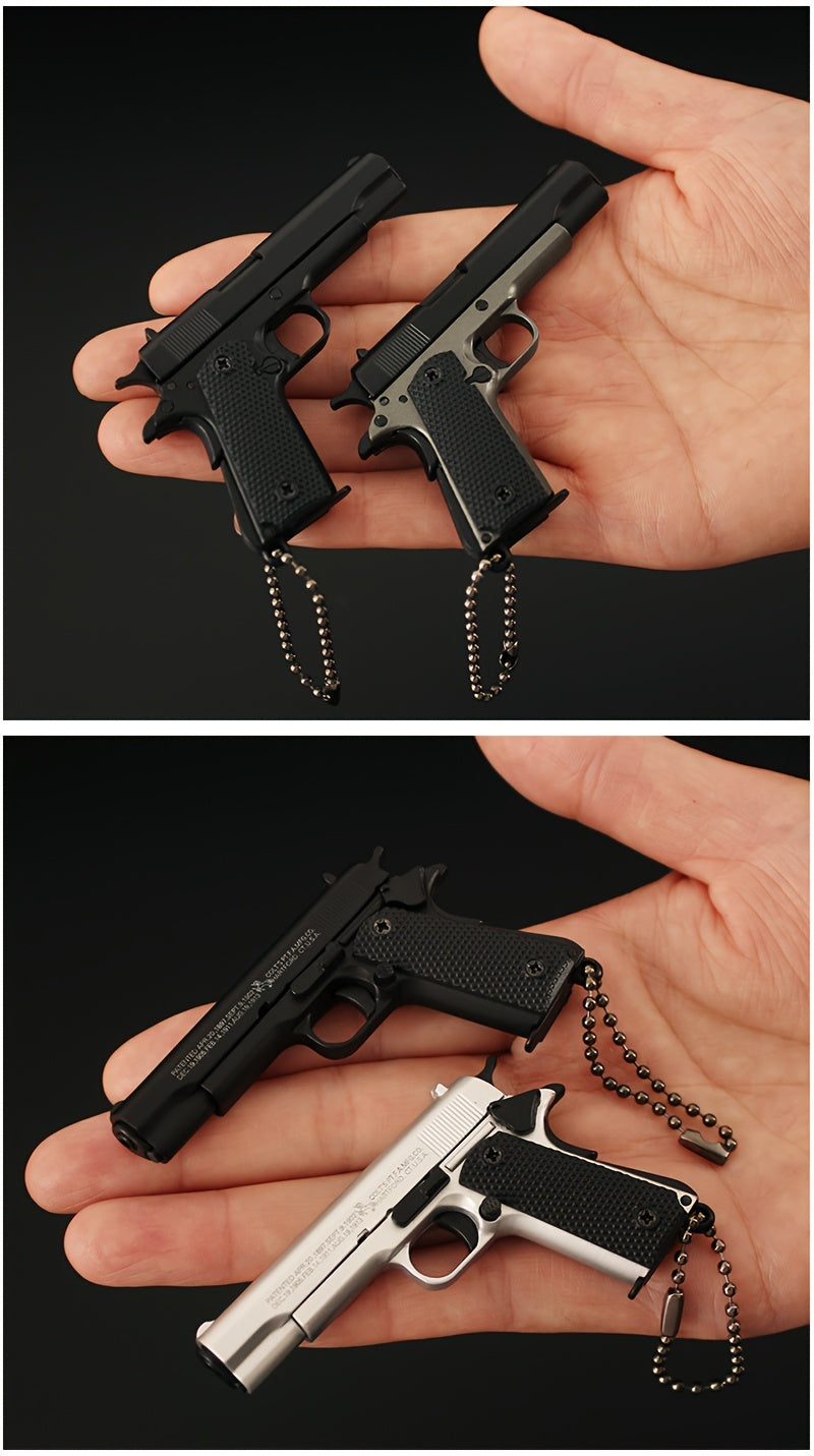 1911 Mini Pistol Toy Model Pendant, Removable Assembly Parts, Ultra-High Assembly Model [Handmade Alloy Process] One To One Restoration Of T