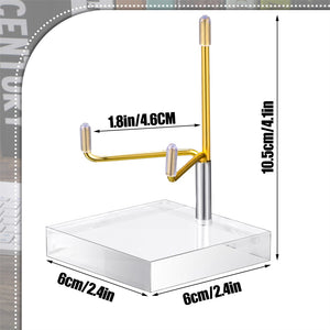 Kigley 4 Pcs Adjustable Metal Arm Display Stand Easel with Clear Acrylic Base for Gemstones Crystal Mineral Agate Plates
