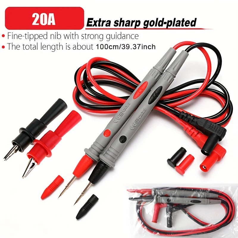 1 Set of Universal Digital Thin Tip Needle Multimeter Test Leads - 1000V 20A - Increase Your Testing Efficiency!