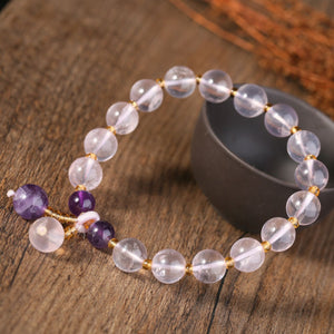 9.3mm Rose Quartz Crystal Pink Bracelets for Women Fashion Crystal Meditation