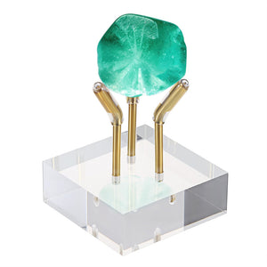 Gold Metal Arm Display Stand Easel with Acrylic Base Decorative Display Pedestal for Sphere Crystal Ball Eggs Mineral Geodes Rock Fossils Seashell