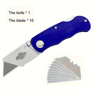 1/2/3pcs Multifunction Folding Knife, Portable Pocket Knife, Electrician Utility Knife With 10pcs Blades Paper Cutter DIY Hand Tools, Stainl