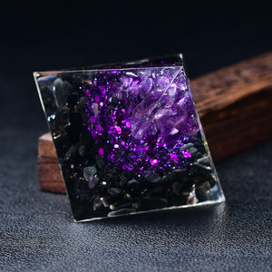 Amethyst Tree of Life Orgone Pyramid EMF Protection Quartz Reiki Meditation