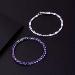 2pcs Trendy Shiny Purple Zircon Bracelets For Men, Gift For Family And Friends, Holiday Birthday Gift For Boyfriends / Girlfriends