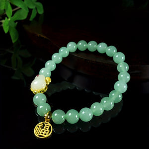 1pc Aventurine Jade Bracelet With Cute Bunny Bracelet