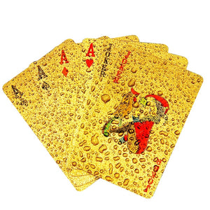 1set Waterproof 24k Golden Playing Cards - Plastic Poker Deck with Foil Finish - Perfect for Magic Tricks, Gambling, and Collectors