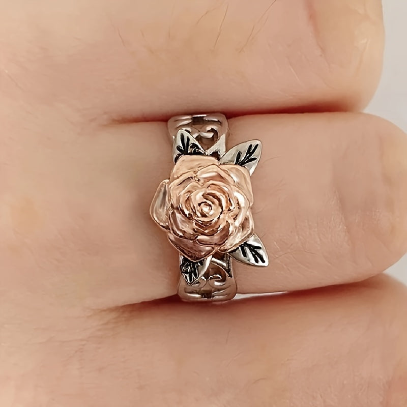 1pc New Double Color Rose Ring Men's Flower Engagement Wedding Jewelry