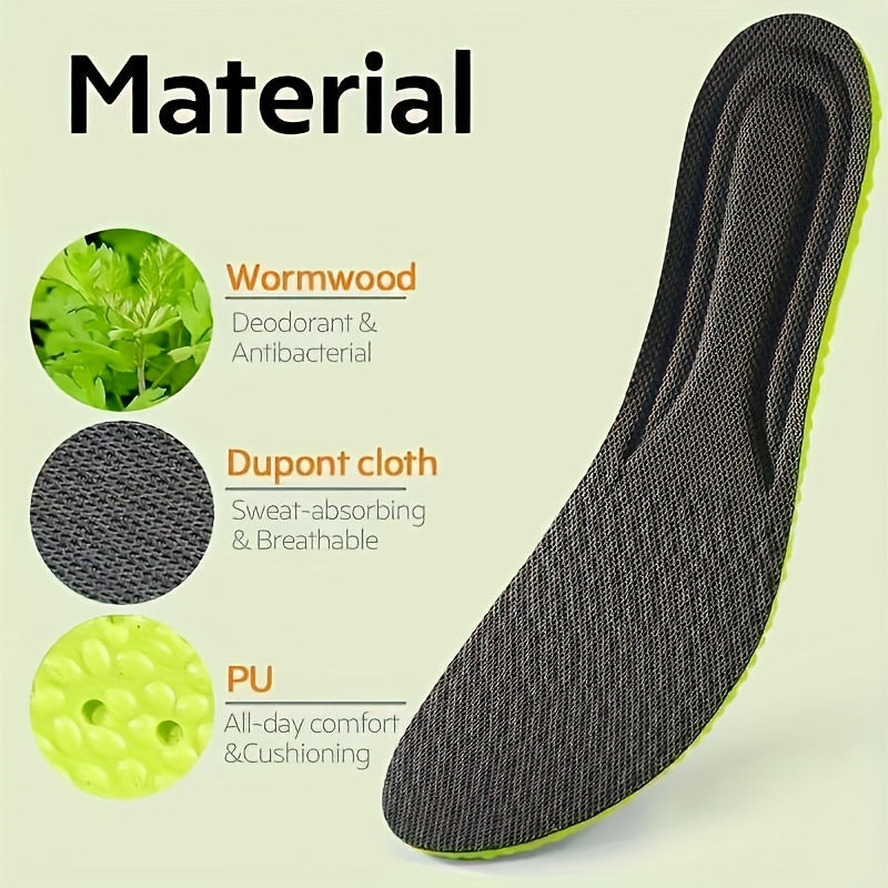 1 Pair Shock Absorption Comfortable Breathable Deodorant Insoles, Insoles For Sneakers Comfortable Plantar Fasciitis Insoles, Men's And Wome