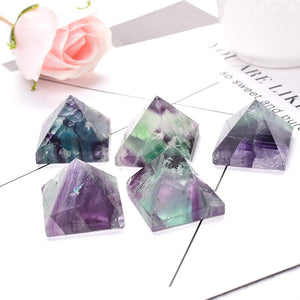 Natural Fluorite Pyramid Quartz Healing Stone Reiki Crystal Tower Point Home Decor Crafts Of Gem Stone Meditation Ornaments