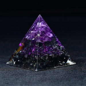 Amethyst Tree of Life Orgone Pyramid EMF Protection Quartz Reiki Meditation