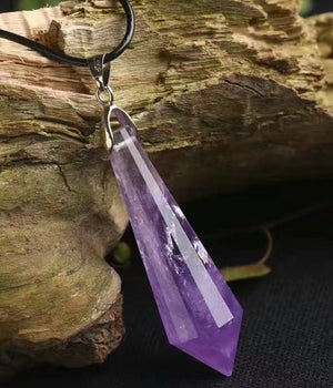 Natural Amethyst Chakra Necklace Pendant Healing Energy Crystal